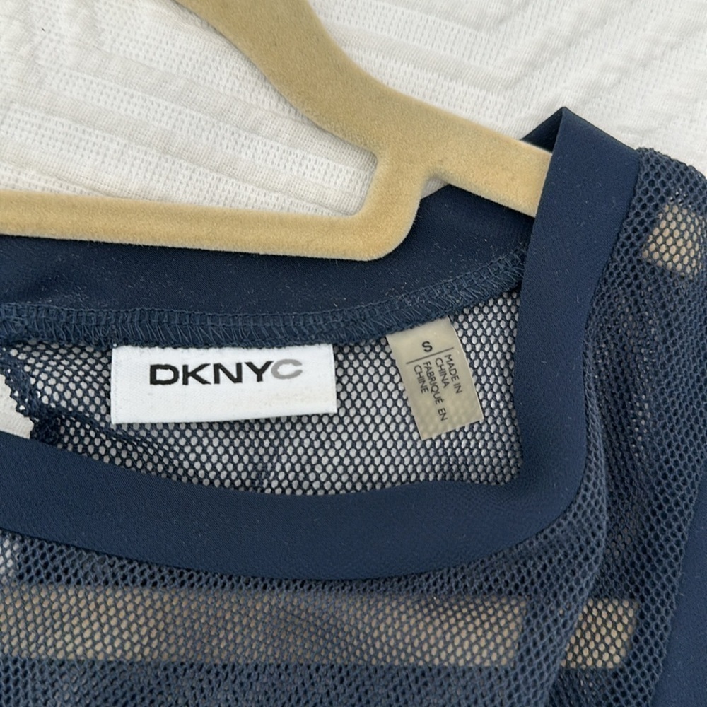 DKNY Navy Tank Top with Mesh and Sheer Detail - Picture 4 of 4